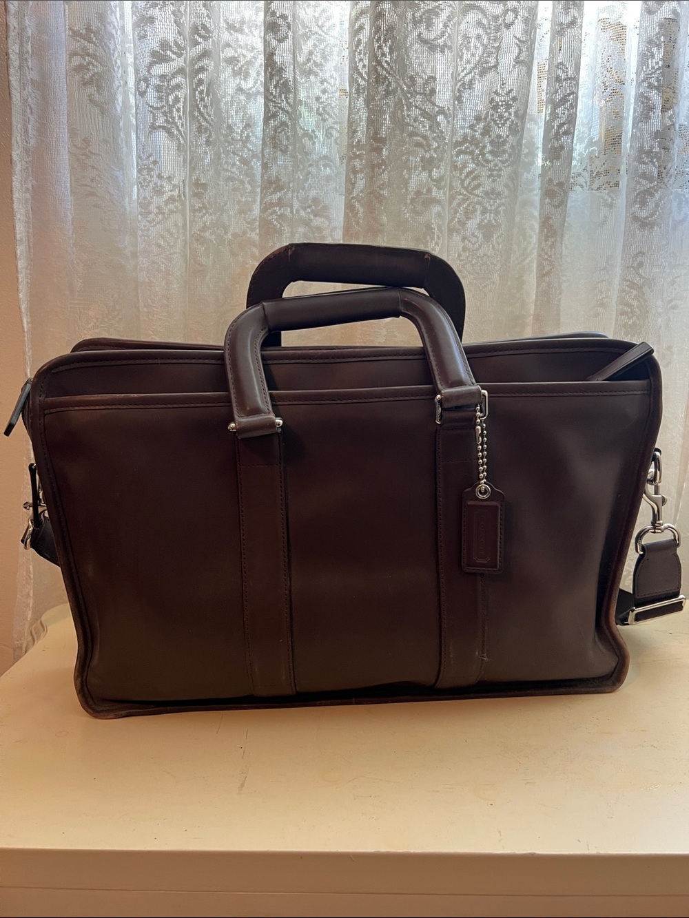 Coach Leather Briefcase / Messenger Bag – Dark Brown – Excellent Condition